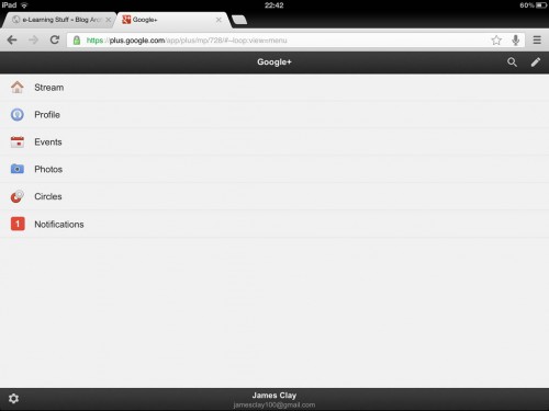 Google+ on Google Chrome for iPad Google+ on Google Chrome for iPad