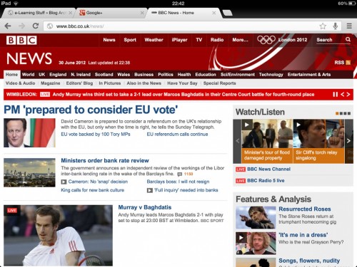 BBC News on the Chrome browser for iPad BBC News on the Chrome browser for iPad