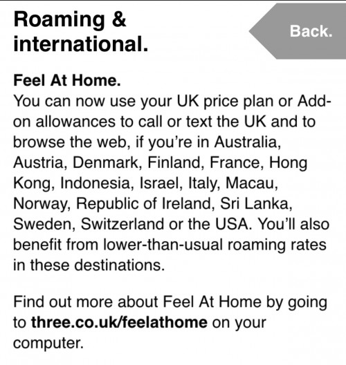 So before this visit to Dublin I checked the Three website and was pleasantly surprised to find out that I could use my phone abroad with no extra costs!