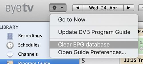 Clear EPG database